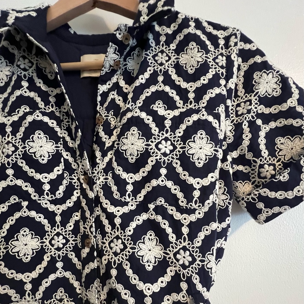 nwot sézane adele dress || marine with ecru embroidery - Picture 8 of 12